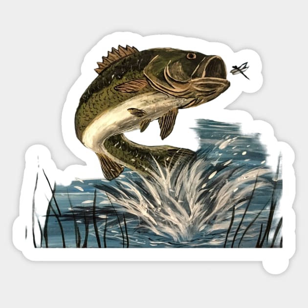 Largemouth Bass Jumping Sticker by SistersInArtN